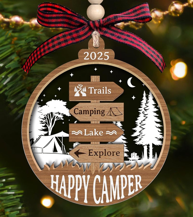 SUCHAGIFT Camping Ornament - Camping Christmas Ornaments, Camper Ornaments for Christmas Tree - Camping Gifts for Friends, Couples, Women - Campers Gifts - Wood & Acrylic Ornament 2025 - Image 4